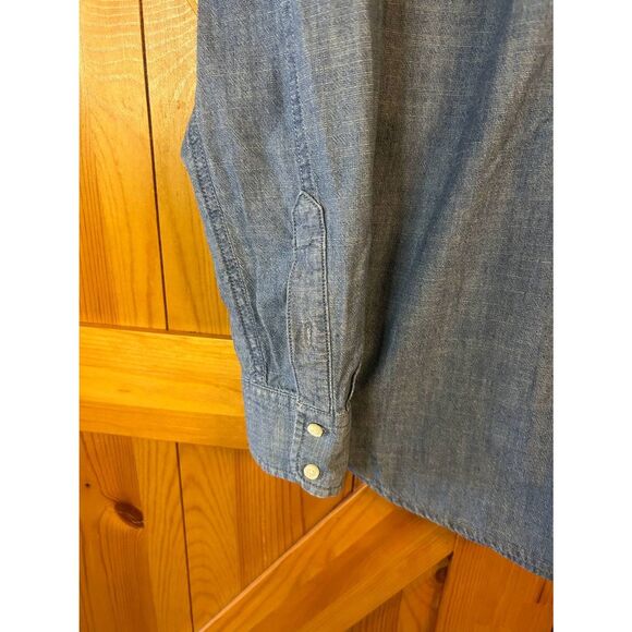 J. Crew Womens Chambray Tuxedo Pullover Long Sleeve Blue Tunic Size Small (5304) - Picture 2 of 6